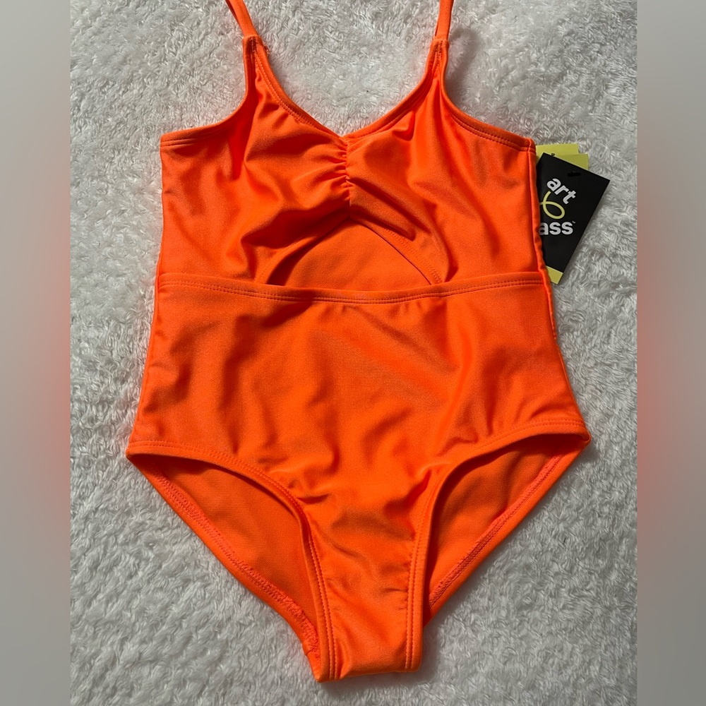 Girls Orange Adjustable Strap One Piece Swimsuit- All in Motion